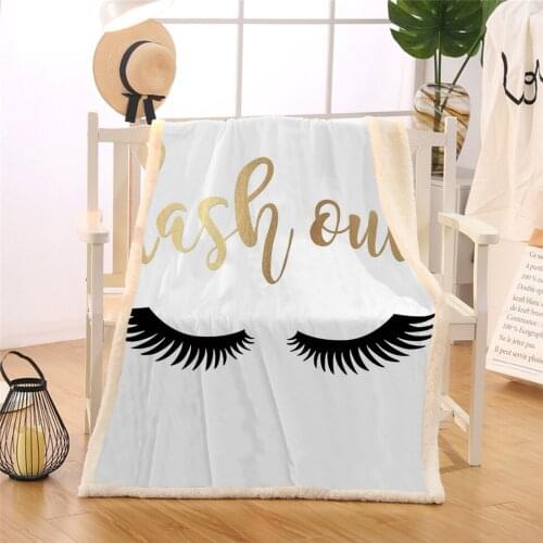 Eyelash Pattern Printing Soft Warm Cashmere Thickened Double Layer Plush Square Home Office Nap Blanket Best Gift for Family