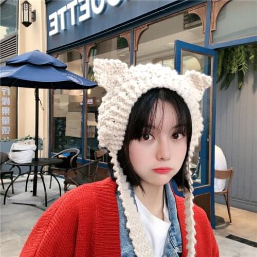 New Cat Hat Beanies Knitted Winter Hat Solid Hip-hop Skullies Knitted Hat Cap Costume Accessory Gifts Warm Spring Lovely Present