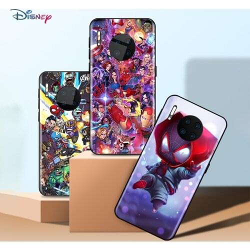 Marvel Avengers Super Hero Cartoons For Huawei Mate 40 RS Porsche Design 30 20 X 10 Lite Pro Plus TPU Silicone Black Phone Case