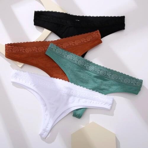 FINETOO Seamless Panties For Women Lace T-back G-string Sexy Women Thongs Female Underwear Solid Low-Rise Womens Lingerie