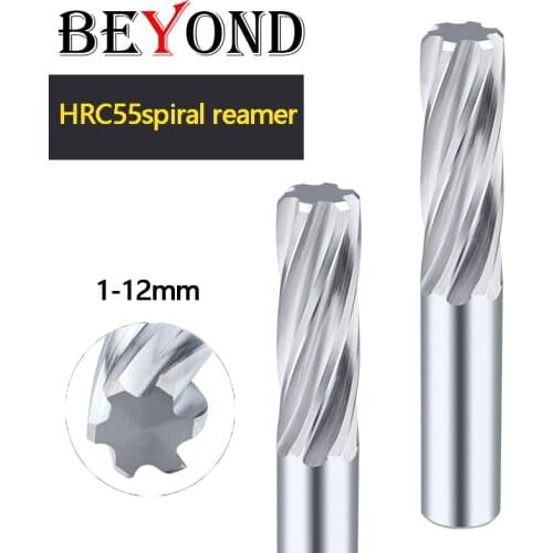 BEYOND Spiral Machine Reamer Tungsten Steel Carbide Straight Shank High Precision H7 6 Flutes 1-12mm Cutting Dia CNC