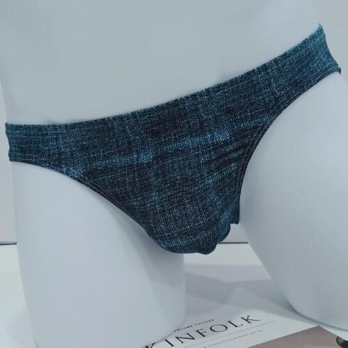 Mens Briefs Underwear Sexy Men Low Waist Underwear Male Panties U Bulge Pouch Breathable Ice Silk Underpants Gay Printed