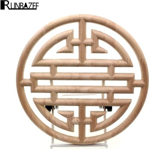 RUNBAZEF Chinese Style Vintage Flora Wood Carved Applique Wooden Carving Decal Furniture Cabinet Door Frame Home Decor Crafts