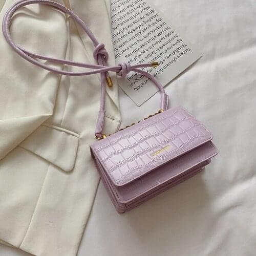 Women Handbag 2020 Summer New Famous Brand Fashion Double Crocodile Pattern Crossbody Bag Vintage Small Square Shoulder Bag