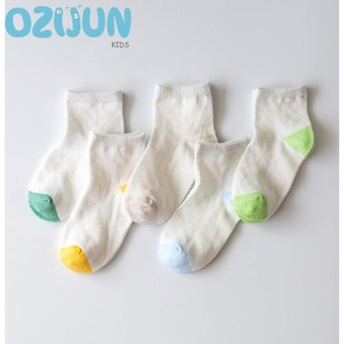 2021 New Spring Summer 1-3/3-5/5-6Y Kids thin Cotton Baby Boys Girls Sport Childrens Style Student Socks 5 Pair/lot socks