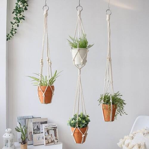 3 Pack Macrame Plant Hanger Garden Pots Planters Indoor Outdoor Hanging Planter Holder Wall Planter Home Decor Rope Basket