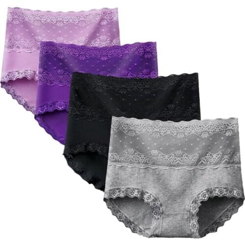 3Pcs/Lot Underwear Women Plus Size Panties New High Waist Female Underpants Sexy Lace Comfort Women Briefs Lingeries Calcinhas