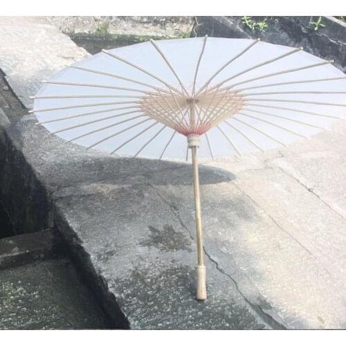 30pcs Bamboo Diameter 23.6inch Wedding Umbrella Parasol White Paper Long Handle Wedding Bridal Favor Parasol Adult Size