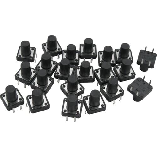 50pcs black 12X12x14/15/16/17/18/19/20mm PCB Momentary Tactile Tact Push Button Switch 4 Pin DIP