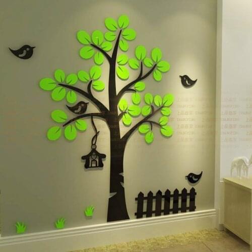 Fence tree Acrylic 3d wall stickers For Kids room Sofa wall decoration DIY art wall decor Hot sale