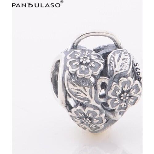 100% 925 Sterling Silver Jewelry Charms Beads Fits European Charm Bracelet & Choker Flower in Basket Bead Women DIY Jewelry