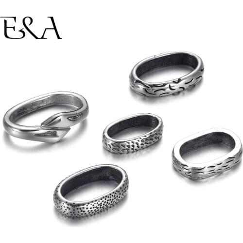 316L Stainless Steel Oval Large Hole Spacer Beads 12x6mm Leather Cord Bracelet Slide Charms DIY Jewelry Making Men Accessories