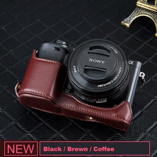 PU Leather Half Camera Bottom Case Bag Cover For Sony A7 Mark ii iii A7M3 A7RM2 A7II A7S2 A9 A6000 A6300 A5100 A5000 A7 A7S A7R