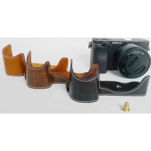 Half PU leather case bag grip cover Buttom for Sony ILCE-6400 A6400