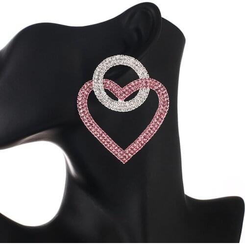 Palace Retro Luxulite Full Drilling heart Rhinestones Female Earrings lovely Earring big Crystal Earrings for women jewelry E710