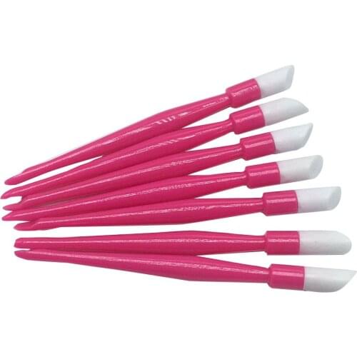 EasyNail 50pcs hot Pink Soft Nail Cuticle Pusher Plastic Rubber dark Purple Available High Quality Nail Tools