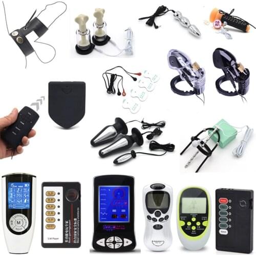 Electro Shock Defibrillator Cockring Ring Nipple Sucker/Pads Anal Plug Products Electro stimulation Sex Toys Kits For Men Woman