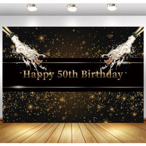 Champagne Pour Golden Light Polka Dots Happy 50th Birthday Party Backdrop Women 20 30 40th Celebration Decor Photo Background