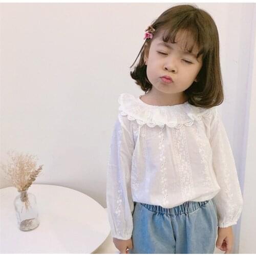 Baby Girls Clothes Spring Toddler Kids Girls Blouse T shirt Lace Ruffle Princess Girls Tops Cotton Toddler Baby Girls Shirt Tees