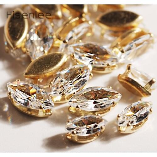 Hisenlee 4x8/5x10mm AAA Marquise Shape Exquisite Cubic Zirconia Shiny Stone Zircon Single Claw Accessories DIY Clothing Jewelry