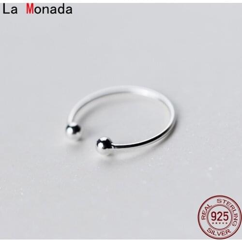 La Monada 46-50mm Fashion Rings Female Women Real 925 Silver Ring For Girls Minimalist Ball Half Adjustable Ring On Finger