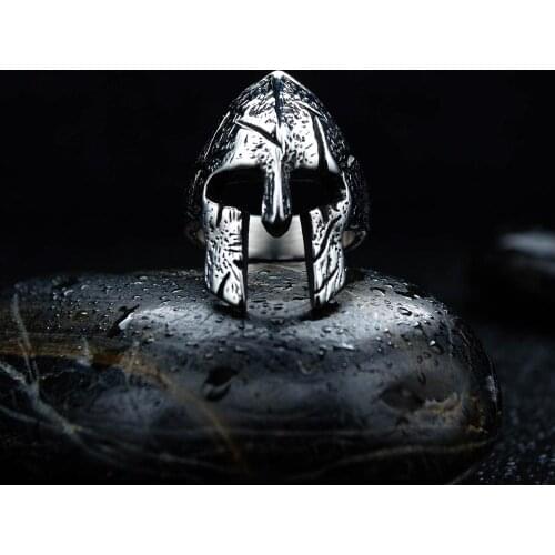 Cool Classic Sparta Helmet Design Ring Simple Stainless Steel Warrior Rings For Men Biker Jewelry Gift For Him