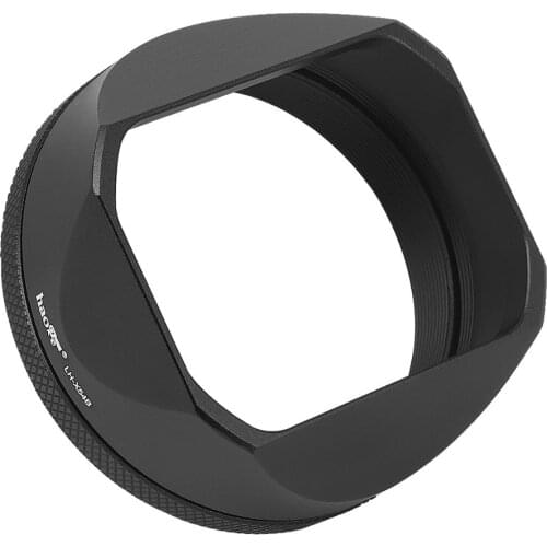 Haoge LH-X54B Square Metal Lens Hood with 49mm Adapter Ring for Fujifilm Fuji X100V Camera Black