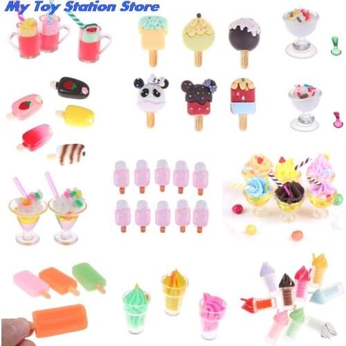 Mini Drink Ice Cream Cups Model Pretend Play Mini Food Doll Accessories Fit Play House Toy Dollhouse Miniature 1pc