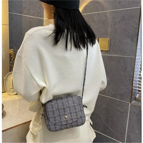 Mini Flap Crossbody Bags for Women 2020 Oxford Plaid Cover Shoulder Bag Elegant Ladies Handbags Casual Gray Bolsos Para Mujer