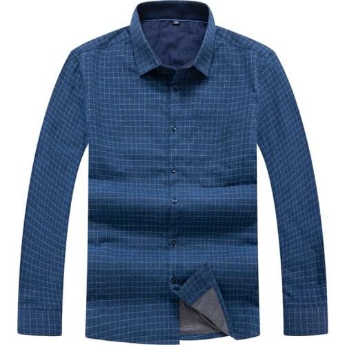 8XL 7XL 6X plus size Mens Winter Casual plaid Fleece Corduroy Wool Warm Shirt fashion Male Long Sleeve shirt High-quality