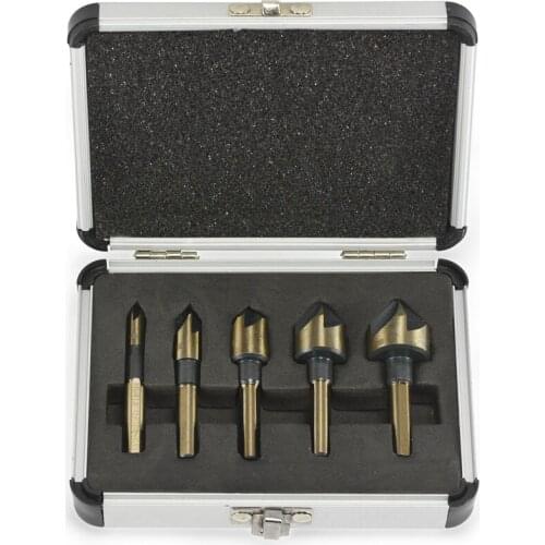 New 5 Pieces 82 Degrees Countersink Drill Bit 5 Flute Chamfering Cutter Hand Tool Set