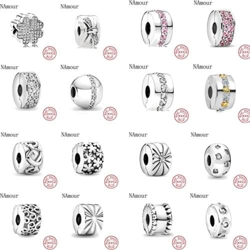 New clover bow path leaf star clip DIY Beads Fit Original Pandora charms silver 925 Bracelet Bead Jewelry making