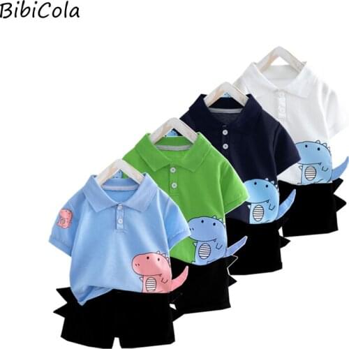 Summer New Baby Boys Girls Suit dinosaur Printing lapel T-shirt + Casual Short Pants 2Pcs Outfits Kids Casual Sets