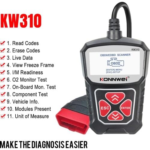 KONNWEI KW310 OBD2 Scanner for Auto OBD 2 Car Scanner Diagnostic Tool Automotive Scanner Car Tools Engine Analyzer Code Reader