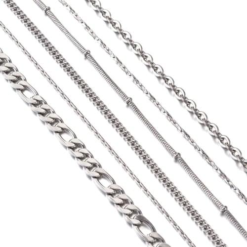 Pandahall 6pcs/set Stainless Steel Chain with Lobster Clasp for Jewelry Making DIY Necklace Finding Craft Accessoires
