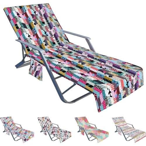 Portable Beach Chair Towel Long Bed Chair Towel Cover For Summer Pool Sun Outdoor Activities Garden Lounger Cover With Pockets