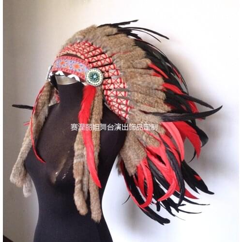 Indian feather headdress and headdress for general use chief hat and top grade feather ornament wall decoration to be made to or