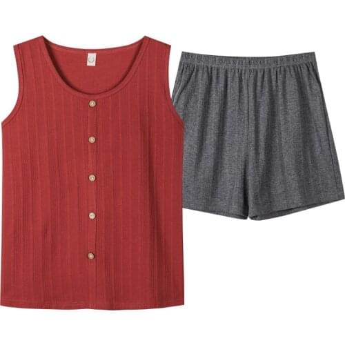 Sexy Sleeveless Sleepwear Women New Vest Top + Shorts Two Piece Pijamas Set Buttons Summer Pajamas Large Size Home Clothes 3XL