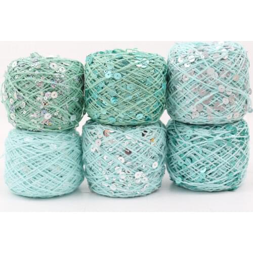 Пряжа 50g/Ball /140M 100% cotton yarn 6mm+3mm special Sequin yarn DIY garment accessories Rag doll Knitting yarn