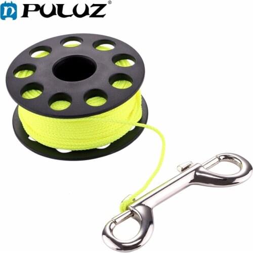 PULUZ Compact Diving Finger Reel with 30m Nylon Braided Wire &Stainless Steel Bolt Clip for Underwater Diving Camera Accessories