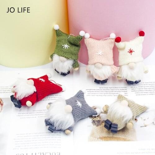 JO LIFE Home Christmas Party Decoration Santa Claus Plush Doll Hanging Pendant Gift Cute Faceless Doll