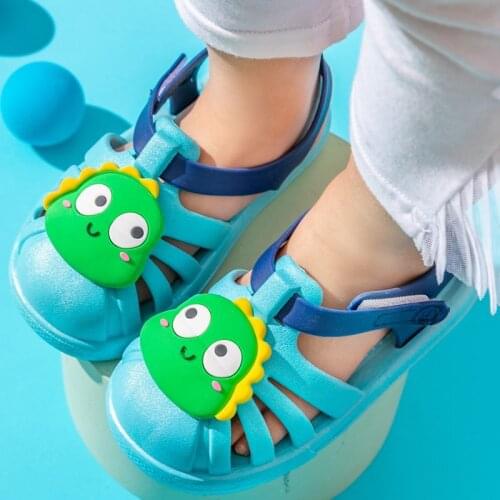 Children Cartoon Dinosaur Sandals Kids Boys Girls Duck Summer Beach Shoes Soft Bottom Sandals Non-Slip PVC Toddler Baby Sandals