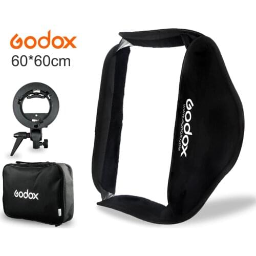 Godox Softbox Kit 60x60cm 24 * 24 inch Flash Diffuser+S-type Bracket Bowens Holder for Canon Nikon Speedlite 60*60 cm Soft box