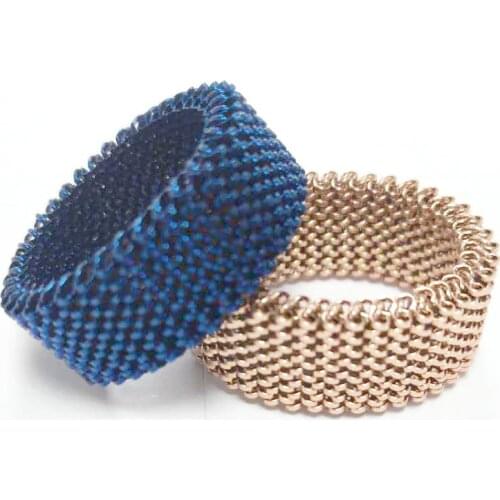 Somsoar All kinds of colors Stainless steel springy Mesh Ring hand-made Mesh rings select customization color/size 10pcs/lot