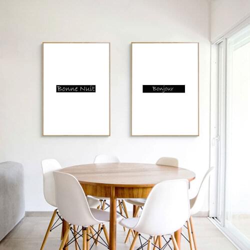 Modern French Goodnight Letter Painting on The Wall Simple Quote Decor for Home Waterproof Canvas Material Unframe