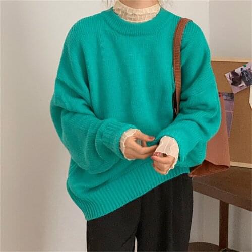 Alien Kitty Korea Lazy Style Sweaters Solid Knitted Pullover 2021 Women Loose Fashion Chic Warm Casual Outwear Soft Femme Tops