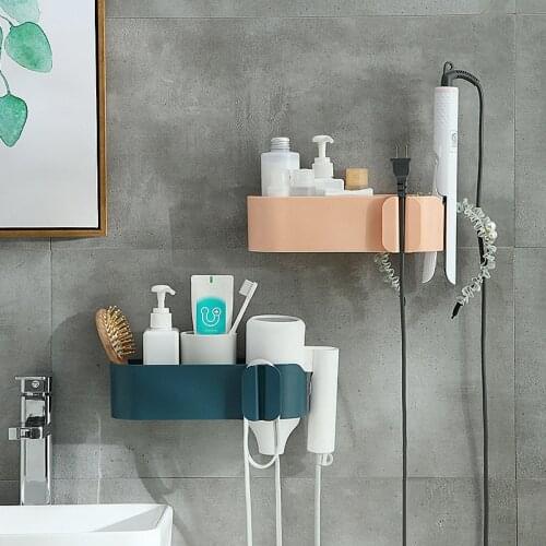 Bathroom Storage Rack seamless self-adhesive cosmetic storage box plug adhesive hook finishing rack hair dryer storage rack
