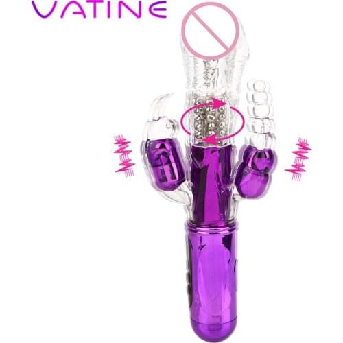 VATINE 360 Degree Rotation Dildo Vibrator Transfer Beads AV Rod Clitoris Stimulation G-Spot Vagina Massager Rabbit Vibrator
