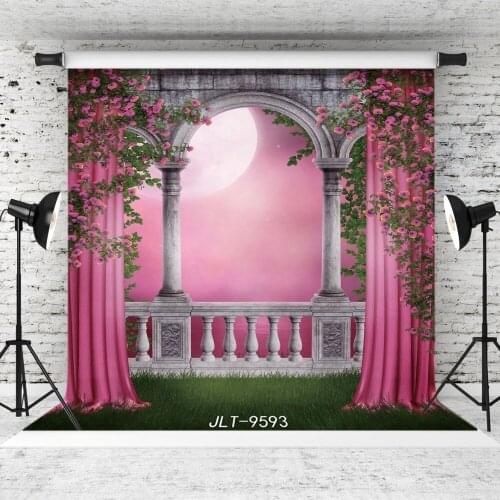 Outlet Moon Red Curtain Vinyl Photography Background for Wedding Party Children Baby Shower New Born Backdrop Photocall Studio