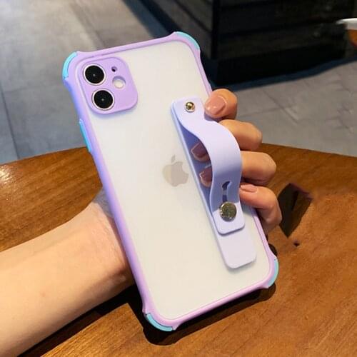Wristband Camera Protector Case For iPhone 12 Pro 11 Pro Max Matte Cover for iPhone XS XR iPhone 7 X 8 6 6s Plus se 2020 Capa